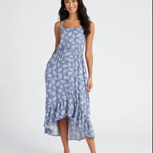 NWT Chris & Carol Print Midi Dress in Denim